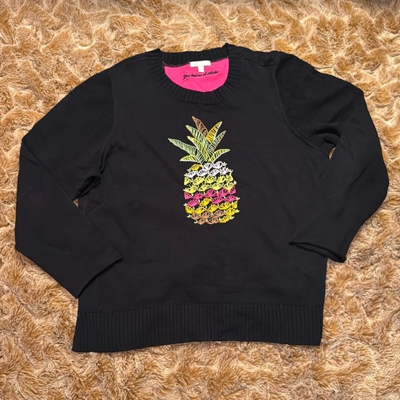 Lisa Todd Black Sweater with Colorful Pineapple Design size 1X - Picture 11 of 11
